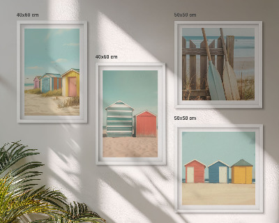 Wall art set Colorful beach houses
