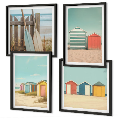 Wall art set Colorful beach houses