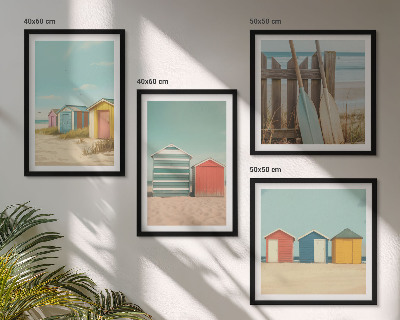 Wall art set Colorful beach houses