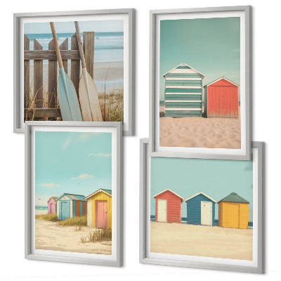 Wall art set Colorful beach houses