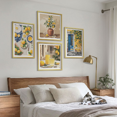 Set of 4 wall art pieces Lemon Garden with Drinks