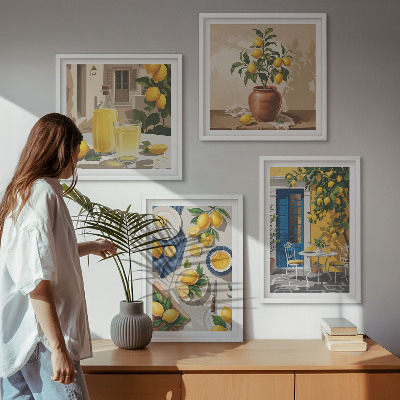 Set of 4 wall art pieces Lemon Garden with Drinks