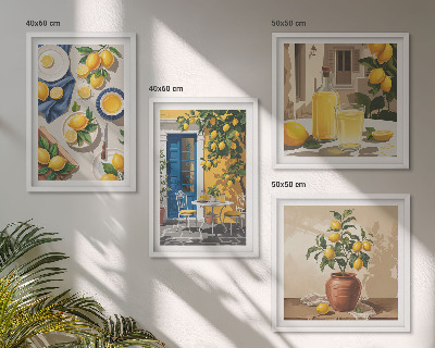 Set of 4 wall art pieces Lemon Garden with Drinks