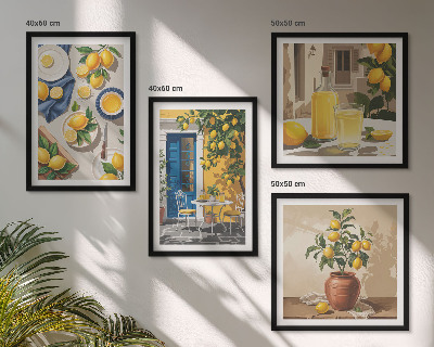 Set of 4 wall art pieces Lemon Garden with Drinks