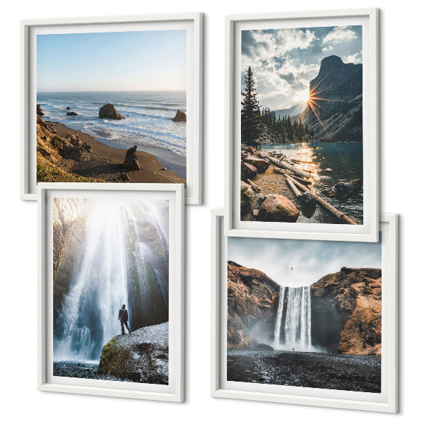 Multi-piece wall decor set Waterfalls mountains landscapes nature