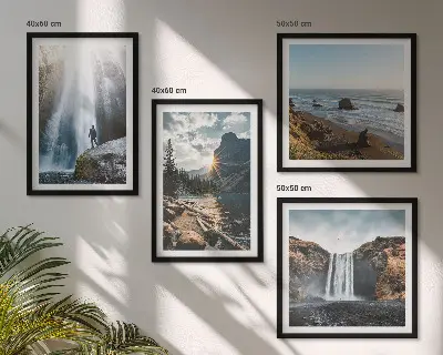 Multi-piece landscape wall decor set featuring waterfalls and mountain scenery