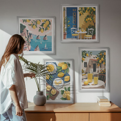 Set of 4 wall art pieces Patio Sun Lemonade
