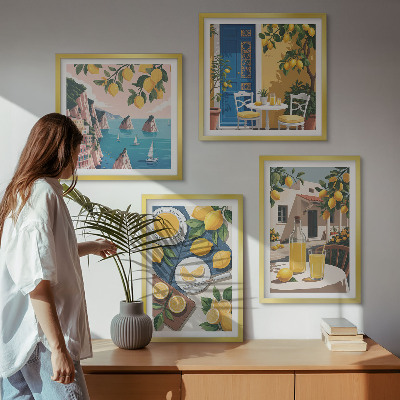 Set of 4 wall art pieces Patio Sun Lemonade