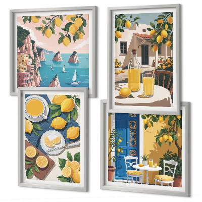 Set of 4 wall art pieces Patio Sun Lemonade