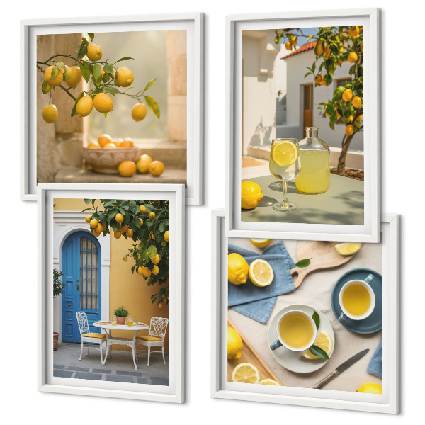 Multi-piece wall decor set Lemons lemonade blue door