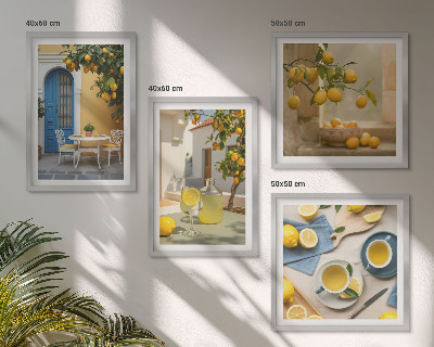 Multi-piece wall decor set Lemons lemonade blue door