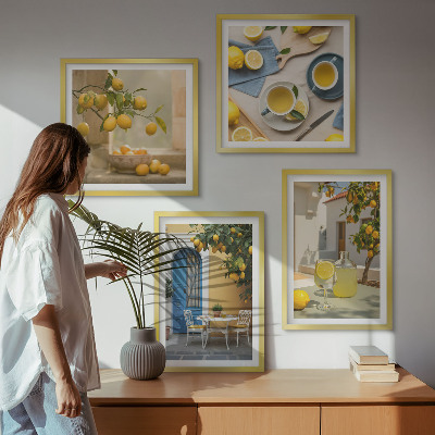 Multi-piece wall decor set Lemons lemonade blue door