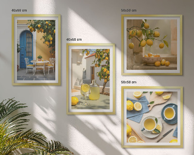Multi-piece wall decor set Lemons lemonade blue door