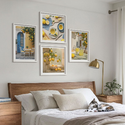 Multi-piece wall decor set Lemons lemonade blue door