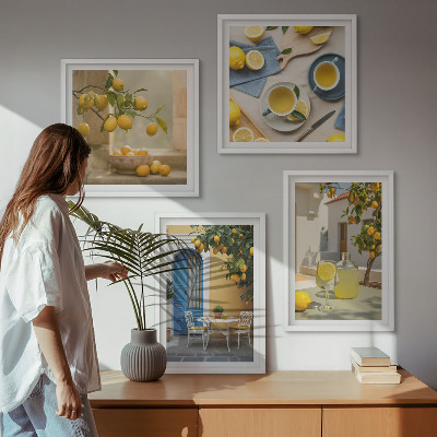 Multi-piece wall decor set Lemons lemonade blue door