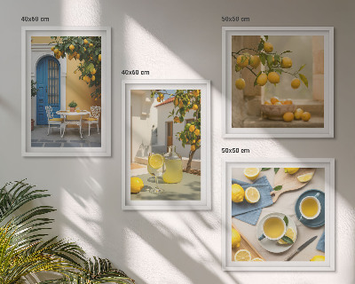 Multi-piece wall decor set Lemons lemonade blue door