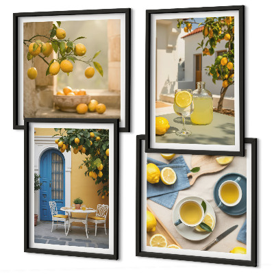 Multi-piece wall decor set Lemons lemonade blue door