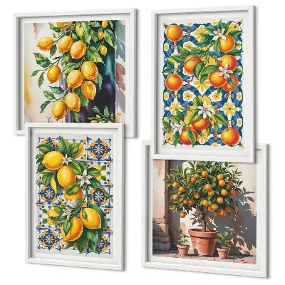 Colorful abstract citrus fruits wall art set 