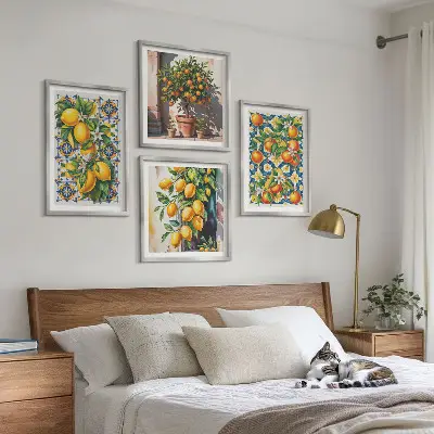 Colorful abstract citrus fruits wall art set 