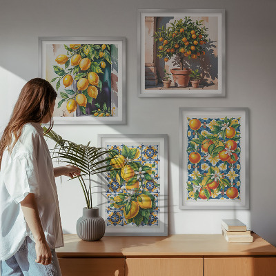 Wall art set Colorful abstract citrus fruits