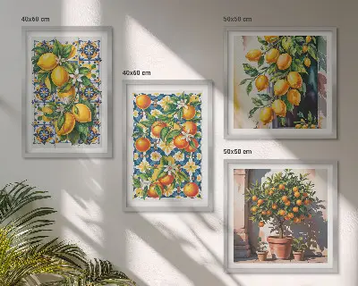 Colorful abstract citrus fruits wall art set 