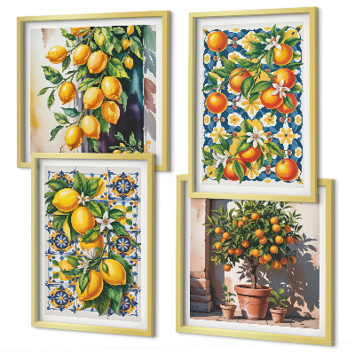 Wall art set Colorful abstract citrus fruits