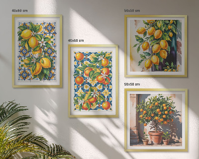 Wall art set Colorful abstract citrus fruits