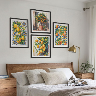 Wall art set Colorful abstract citrus fruits