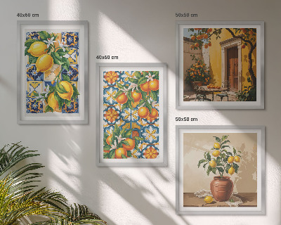 Multi-piece wall decor set Lemon orange flowers patterns