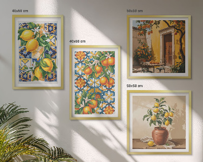 Multi-piece wall decor set Lemon orange flowers patterns