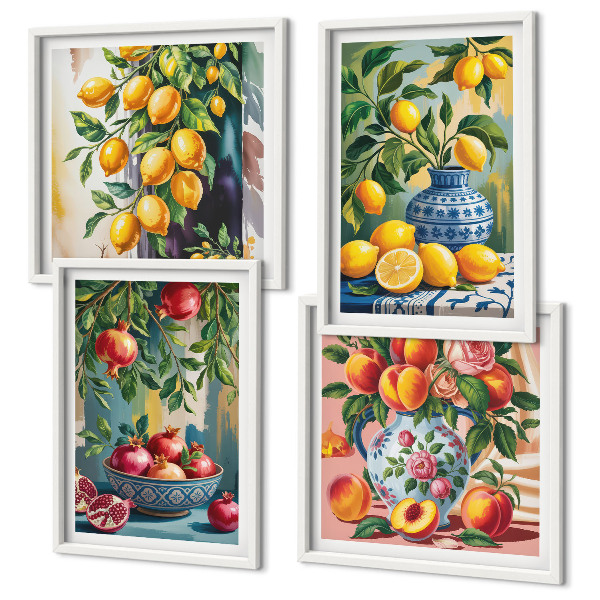 Set of 4 wall art pieces Fruit compositions