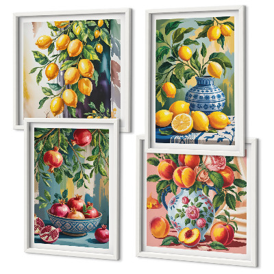 Set of 4 wall art pieces Fruit compositions