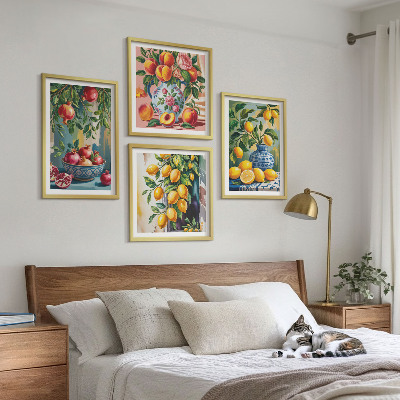 Set of 4 wall art pieces Fruit compositions