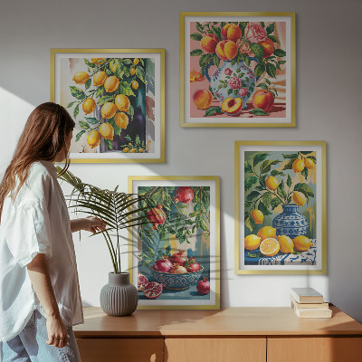 Set of 4 wall art pieces Fruit compositions