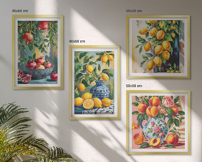 Set of 4 wall art pieces Fruit compositions