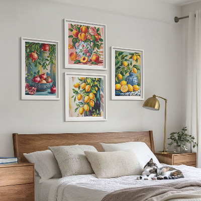 Set of 4 wall art pieces Fruit compositions
