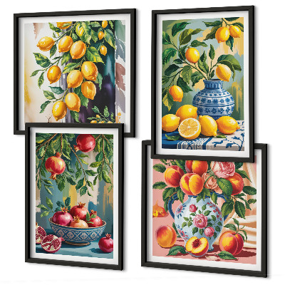 Set of 4 wall art pieces Fruit compositions