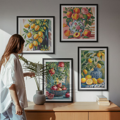 Set of 4 wall art pieces Fruit compositions