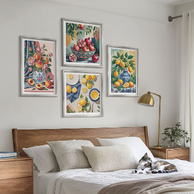 Wall art set Flowers and fruit in vases
