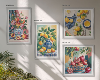 Wall art set Flowers and fruit in vases
