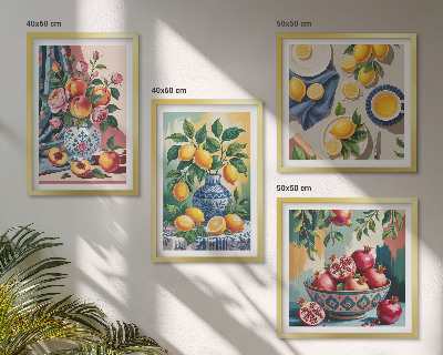 Wall art set Flowers and fruit in vases