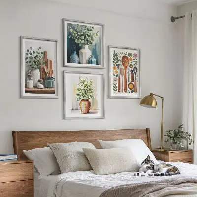Wall art set set of 4 plant-based kitchen prints
