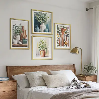 Wall art set set of 4 plant-based kitchen prints