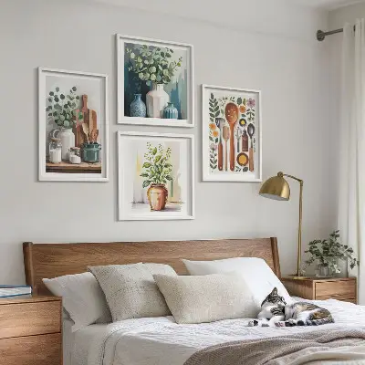 Wall art set set of 4 plant-based kitchen prints