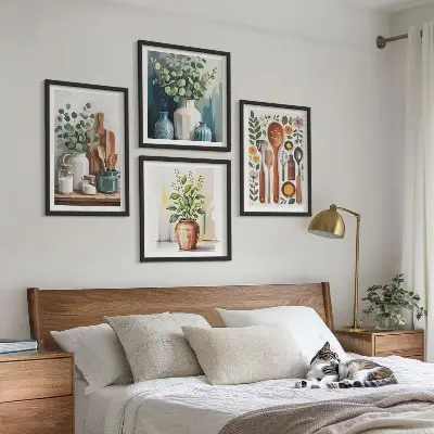 Wall art set set of 4 plant-based kitchen prints