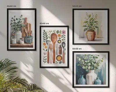 Wall art set set of 4 plant-based kitchen prints