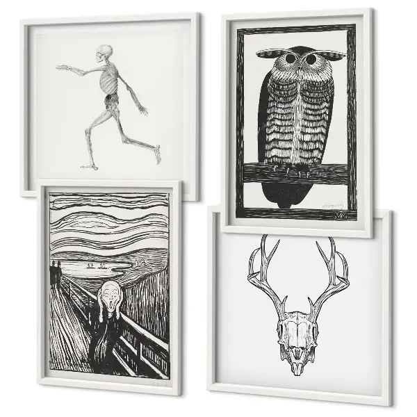 Multi-piece wall decor set inspiration scream skull owl design