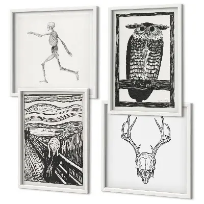 Multi-piece wall decor set Inspiration Scream Skull Owl