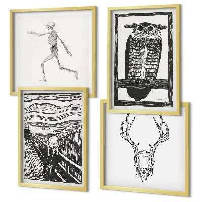 Multi-piece wall decor set Inspiration Scream Skull Owl