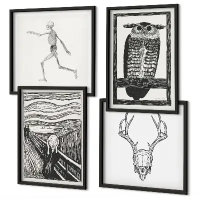 Multi-piece wall decor set inspiration scream skull owl design
